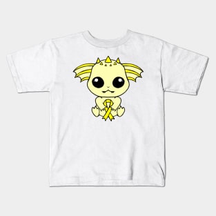 Cute Creature Holding an Awareness Ribbon (Yellow) Kids T-Shirt